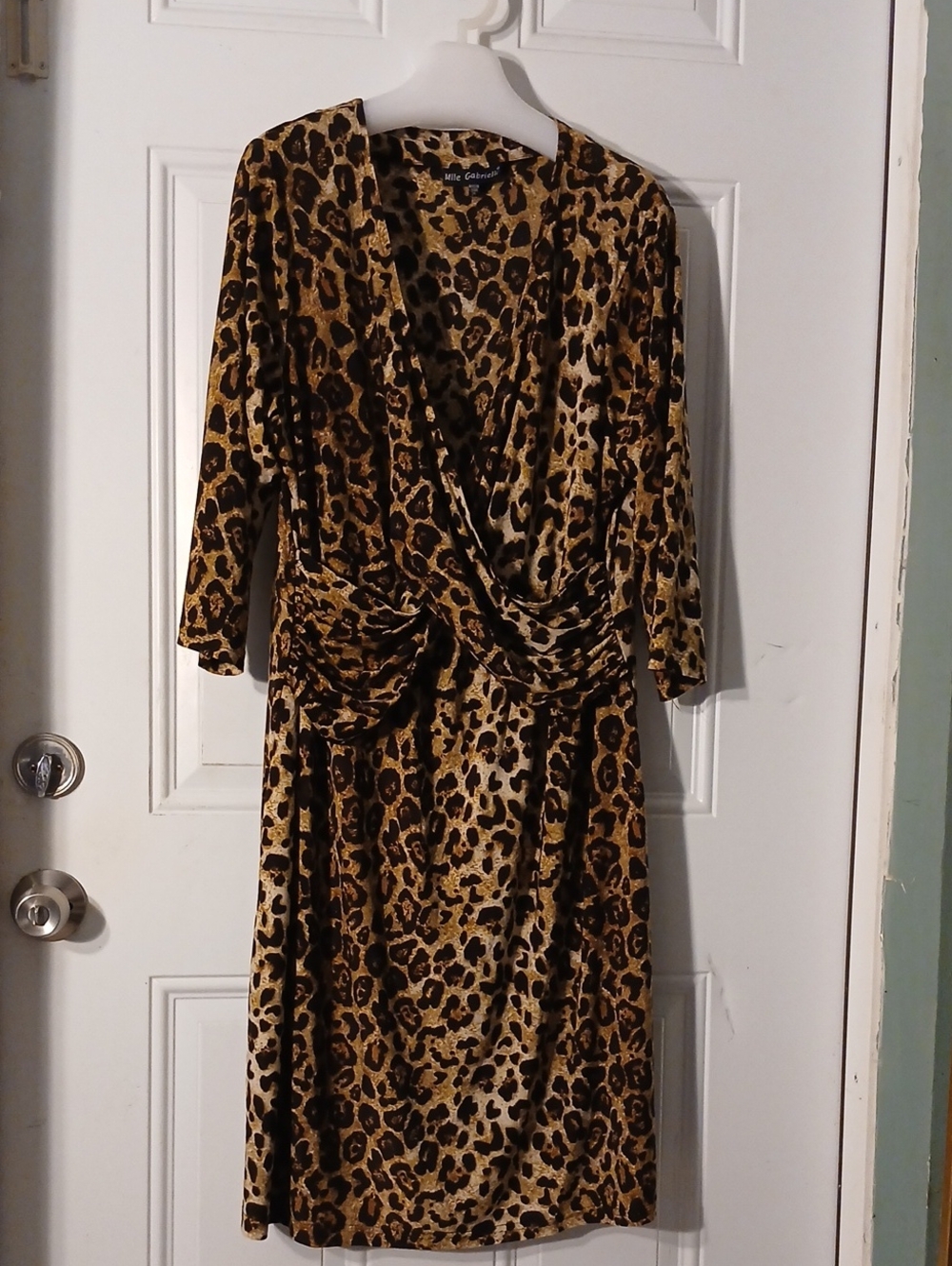 Mlle Gabrille Leopard Print Faux Wrap Dress - Brown/tan